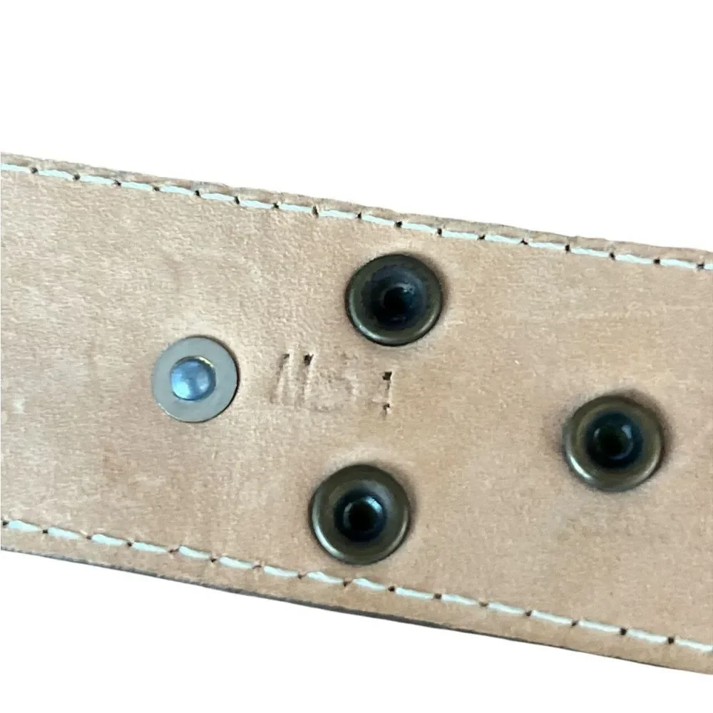 Vintage Leather Belt with Heavy Brass Embellishments Boho Bohemian Festival